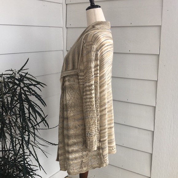 Relativity, size L, light long sweater, ombré gold/cream/gray coloring - Picture 2 of 7